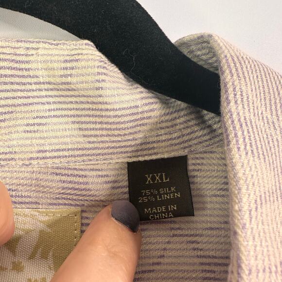 Tasso Elba Island Print Hawaiian Shirt Mens 2XL Pink Silk Linen Blend - Picture 3 of 5